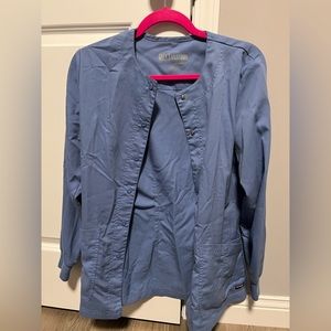 Greys Anatomy Scrub Jacket, Size Small, Light Blue/Surgical Blue